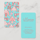 Falcons & Rozen Elegant geïllustreerd Aqua Pink Visitekaartje (Voorkant / Achterkant)