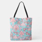 Falcons & Rozen Elegant geïllustreerd Blauw Roze Tote Bag (Achterkant)