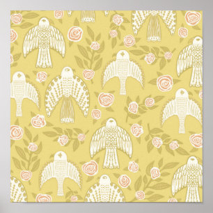 Falcons & Rozen Pattern Gold Poster