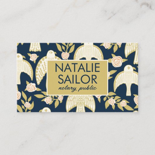 Falcons & Rozen QR Code Chique Moderne Notaris Ope Visitekaartje (Voorkant)