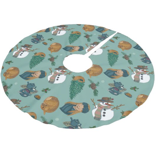 Falda árbol de navidad con muñeco de nieve kerstboom rok (Gekanteld)