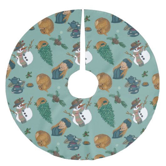 Falda árbol de navidad con muñeco de nieve kerstboom rok (Voorkant)