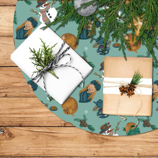 Falda árbol de navidad con muñeco de nieve kerstboom rok