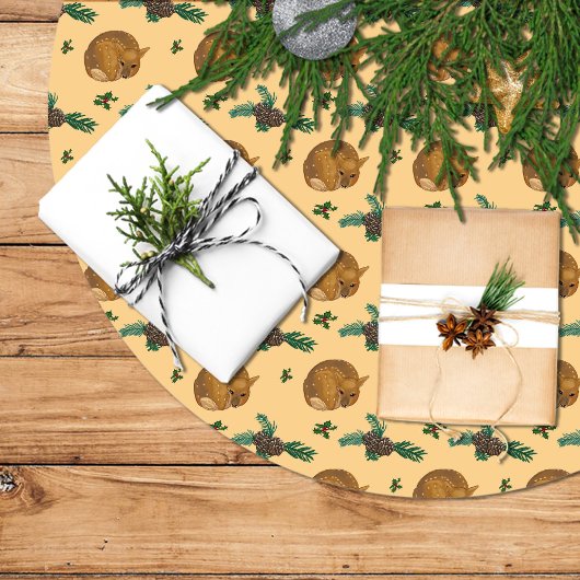 Falda árbol navidad con cervatillo y ramas. kerstboom rok