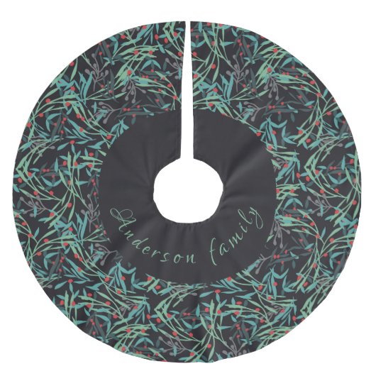 Falda árbol navidad con hojas de acebo kerstboom rok (Voorkant)