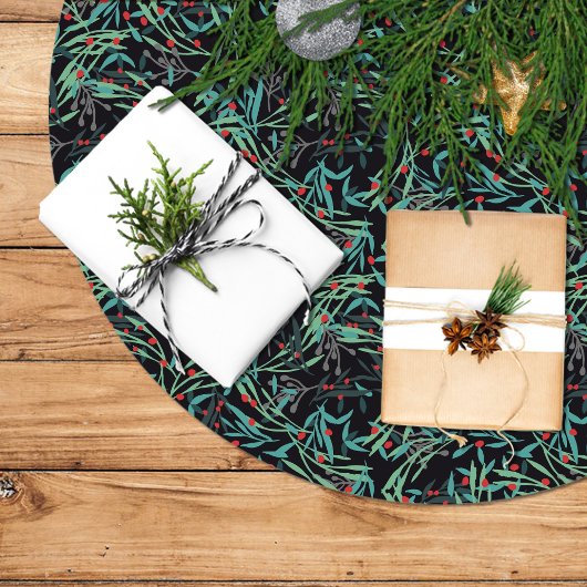 Falda árbol navidad con hojas de acebo kerstboom rok