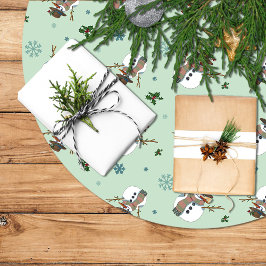 Falda árbol Navidad con muñecos y copos de nieve Kerstboom Rok