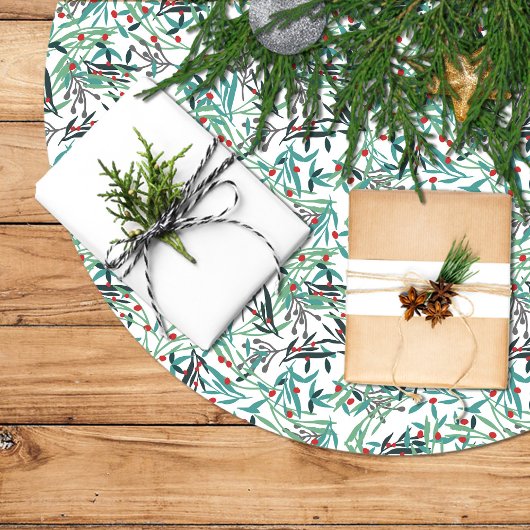 Falda de árbol navidad con diseño de acebo kerstboom rok