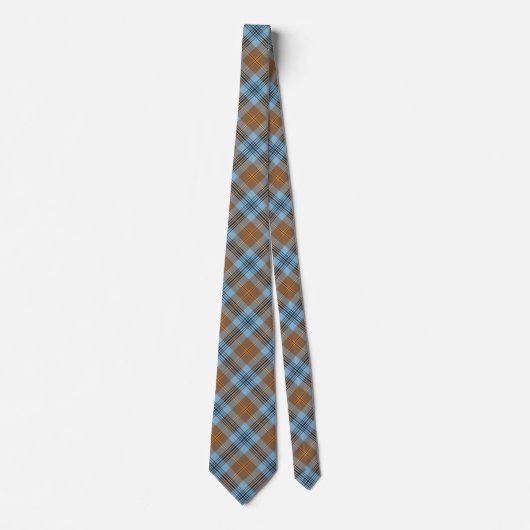 Falkirk District Tartan Light Blue en Tan Pset Stropdas (Voorkant)