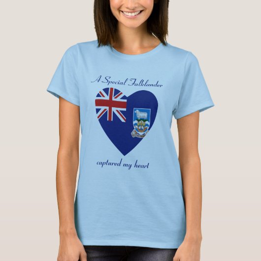 Falkland Eilanden Vlag Hartendief T-Shirt (Voorkant)
