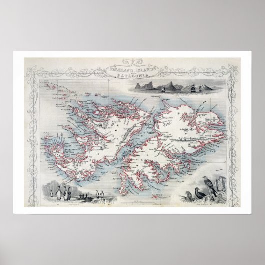 Falklandeilanden en Patagonië, uit een reeks W Poster (Voorkant)