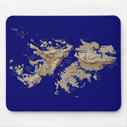 Falklandeilanden Kaart Mousepad Muismat (Voorkant)