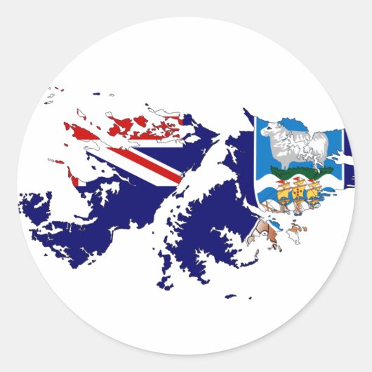 Falklandeilanden (Malvinas) Vlagkaart FK Ronde Sticker (Voorkant)