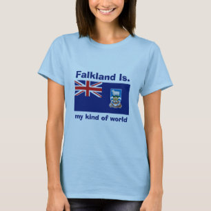 Falklandeilanden Vlag + Kaart + Tekst T-shirt