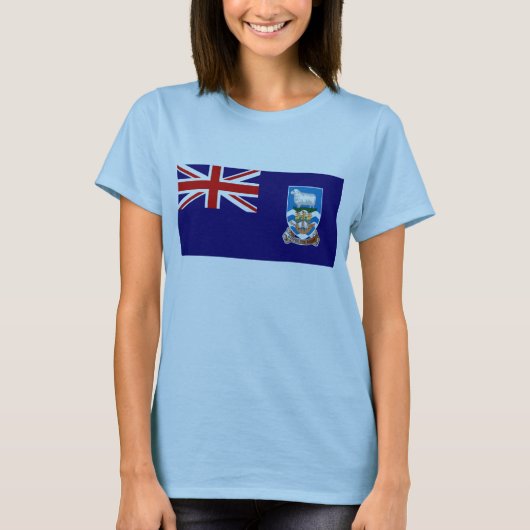Falklandeilanden Vlag x kaart T-shirt (Voorkant)