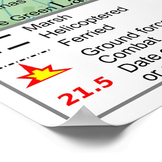 Falklandoorlog landend in San Carlos Map Poster (Hoek)