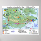 Falklandoorlog landend in San Carlos Map Poster (Voorkant)