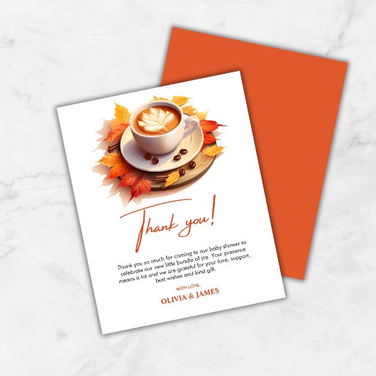 Fall A Baby is Brewing Baby Shower Thank You Card