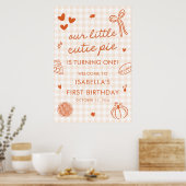 Fall A Little Cutie Pie 1st Birthday Welcome Sign Poster (Keuken)