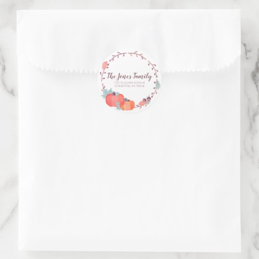 Fall address labels, pumpkin, harvest ronde sticker (Tas)