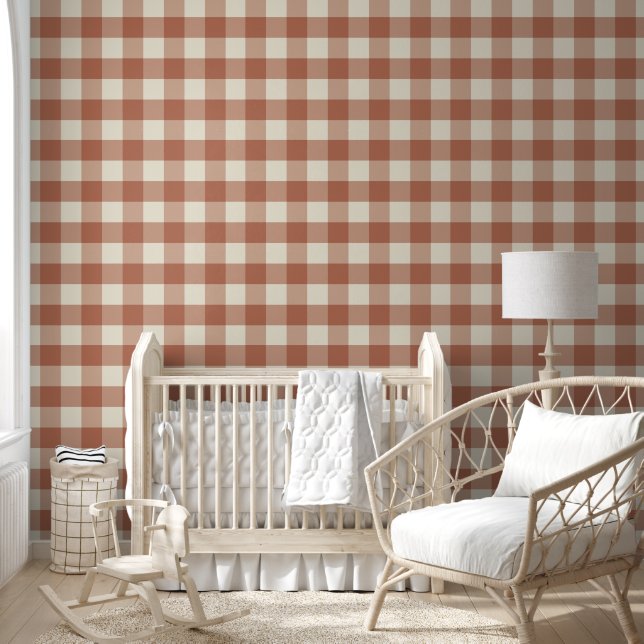 Fall Amaro op Panna Cotta Gingham - geruit patroon Behang (Kinderen)