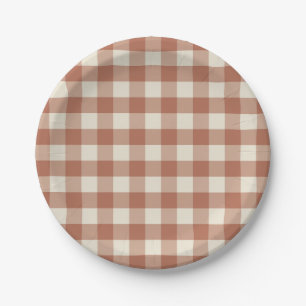 Fall Amaro op Panna Cotta Gingham - geruit patroon Papieren Bordje