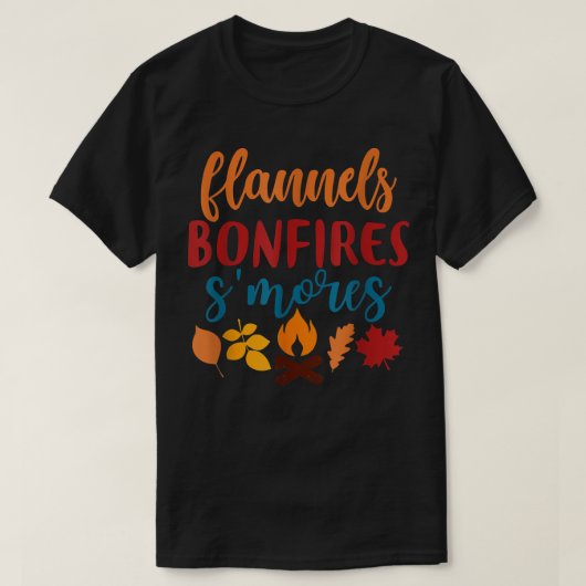 Fall Apparel, Flannels Bonfires Smores, Autumn T-shirt (Design voorkant)