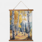 Fall Autumn Birch Trees Nature Landscape Art Hangend Wandkleed (Voorkant)