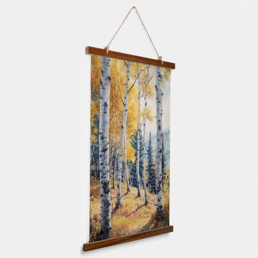 Fall Autumn Birch Trees Nature Landscape Art Hangend Wandkleed (Gebogen)