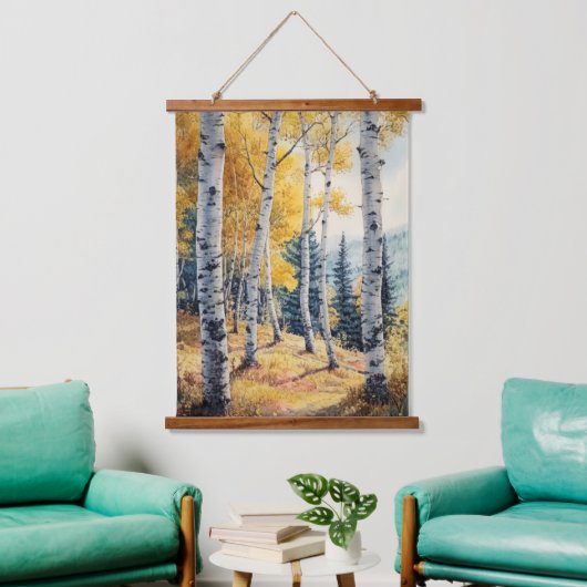 Fall Autumn Birch Trees Nature Landscape Art Hangend Wandkleed (Woonkamer)