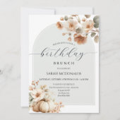 Fall Autumn Floral Pumpkin Woman Birthday Brunch Kaart (Voorkant)