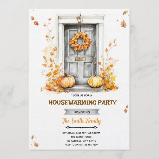 Fall autumn Housewarming party Invitation Kaart (Voorkant)