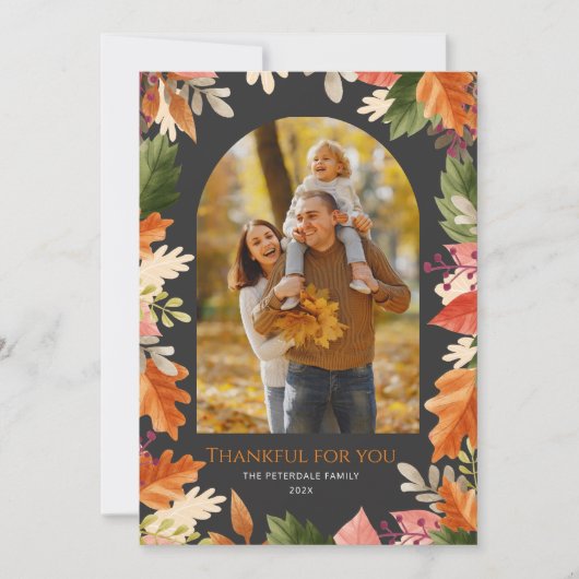 Fall autumn leaves photo thanksgiving  feestdagenkaart (Voorkant)