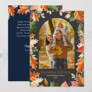 Fall autumn leaves photo thanksgiving  feestdagenkaart