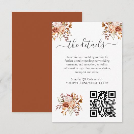 Fall Autumn Leaves Rustic Country Boho Wedding Informatiekaartje (Voorkant / Achterkant)