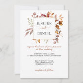 Fall Autumn Leaves Rustic Country Boho Wedding Kaart (Voorkant)