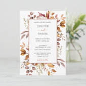 Fall Autumn Leaves Rustic Country Boho Wedding Kaart (Staand voorkant)