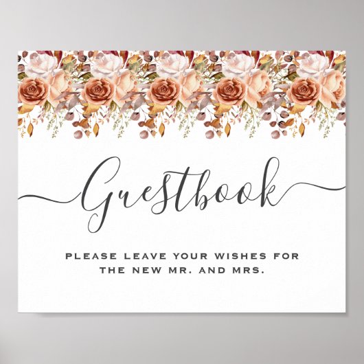 Fall Autumn Leaves Rustic Country Boho Wedding Poster (Voorkant)