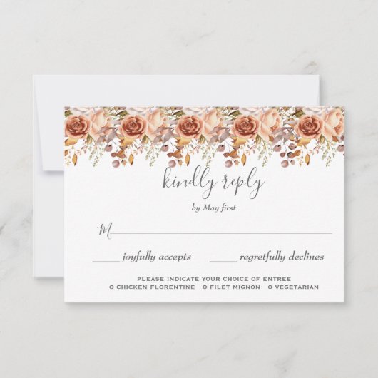 Fall Autumn Leaves Rustic Country Boho Wedding RSVP Kaartje (Voorkant)