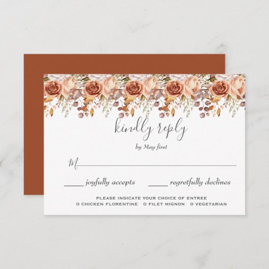 Fall Autumn Leaves Rustic Country Boho Wedding RSVP Kaartje (Voorkant / Achterkant)