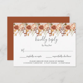 Fall Autumn Leaves Rustic Country Boho Wedding RSVP Kaartje