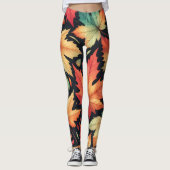 Fall Autumn Maple Leaves Colorful Pattern Leggings (Voorkant)