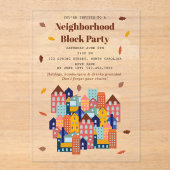 Fall Autumn Neighborhood Block Party Acryl Uitnodigingen (Voorkant)