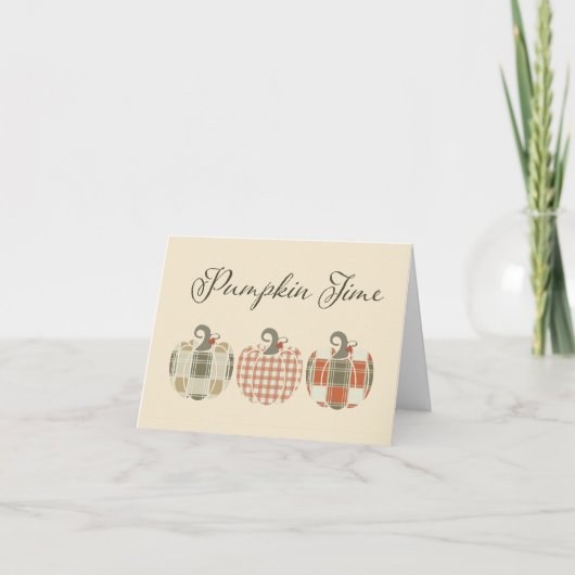 Fall-Autumn-Patchwork Pumpkins Bedankkaart (Voorkant)