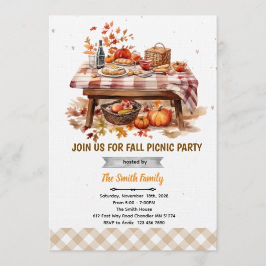 Fall autumn picnic party invitation kaart (Voorkant)