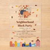 Fall Autumn Pumpkins Neighborhood Block Party Acryl Uitnodigingen (Voorkant)