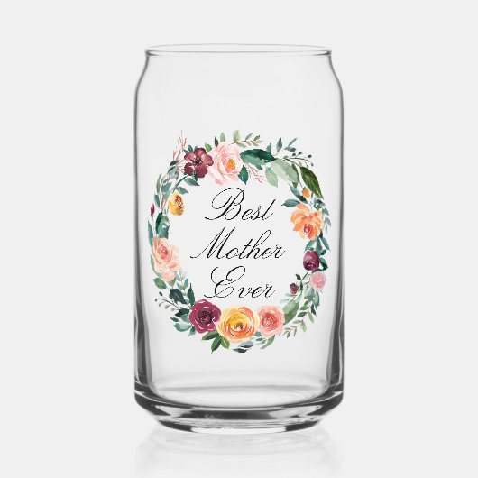 Fall Autumn Rose Flower Floral Wreath Best Mother Blikvorm Glas (Voorkant)