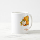 Fall Autumn Rustic Pumpkin Custom Name Baby Shower Koffiemok (Voorkant rechts)