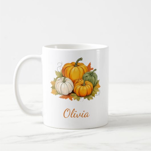 Fall Autumn Rustic Pumpkin Custom Name Baby Shower Koffiemok (Links)