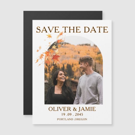Fall Autumn Save the Date Wedding Magnetic Card (Voorkant / Achterkant)